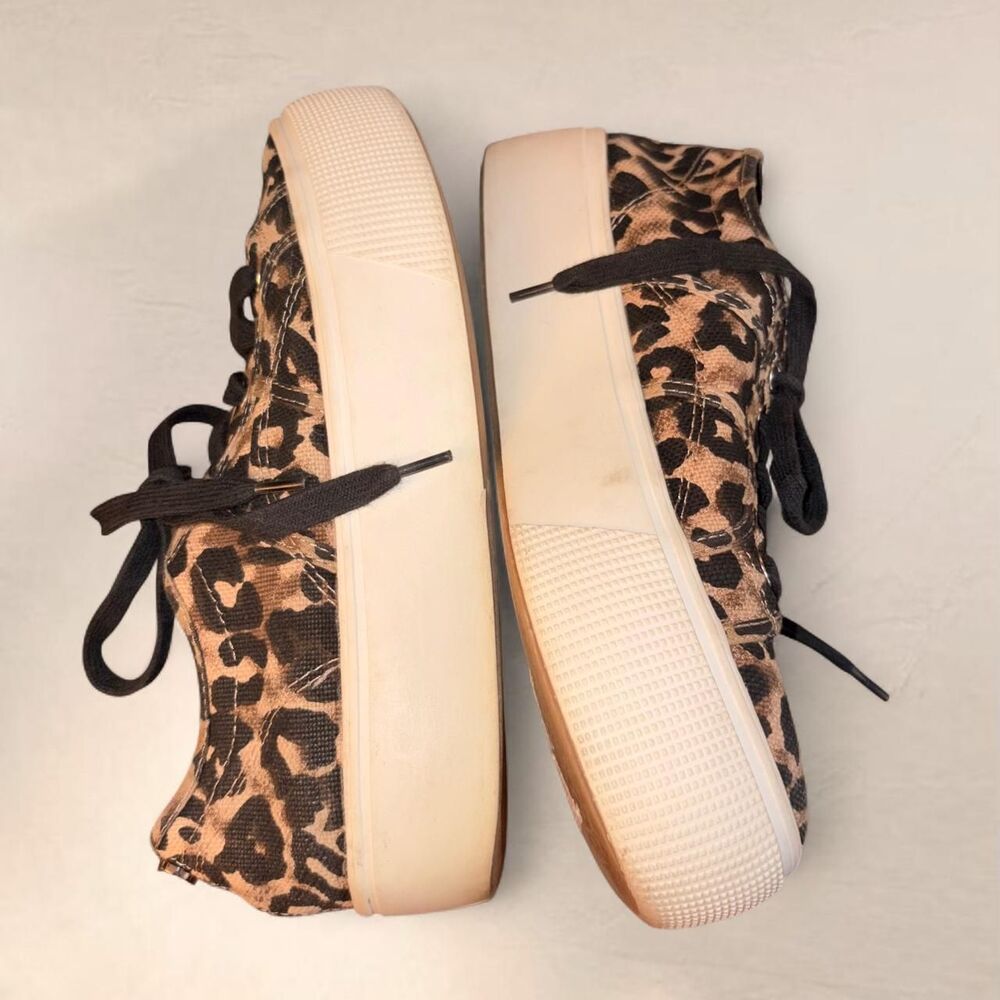 Vintage Steve Madden Womens Platform Sneakers Shoes Size 8 Leopard Lace Up